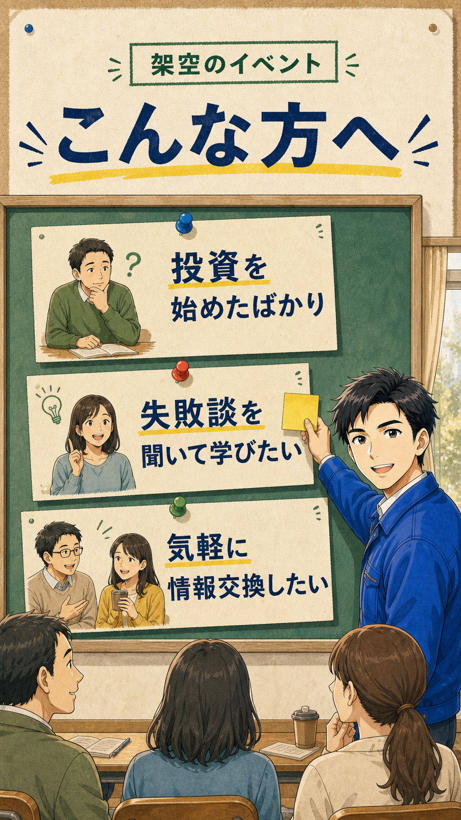 投資を始めたばかり、失敗談を聞いて学びたい、気軽に情報交換したい方へ。
